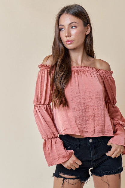 Off the Shoulder Long Bell Sleeve Top